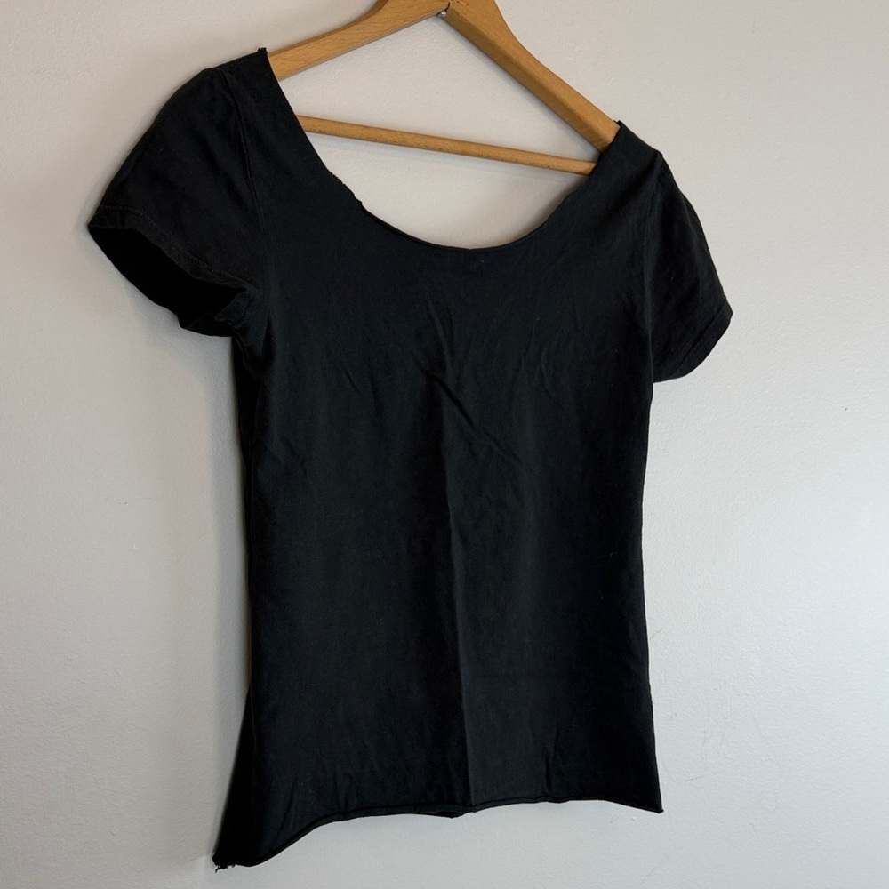 J. Galt Brandy Melville Black Wide Neck Cropped short sleeve T-shirt